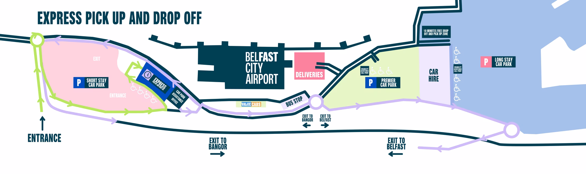 Where can I drop off or pick up passengers at Belfast City Airport?