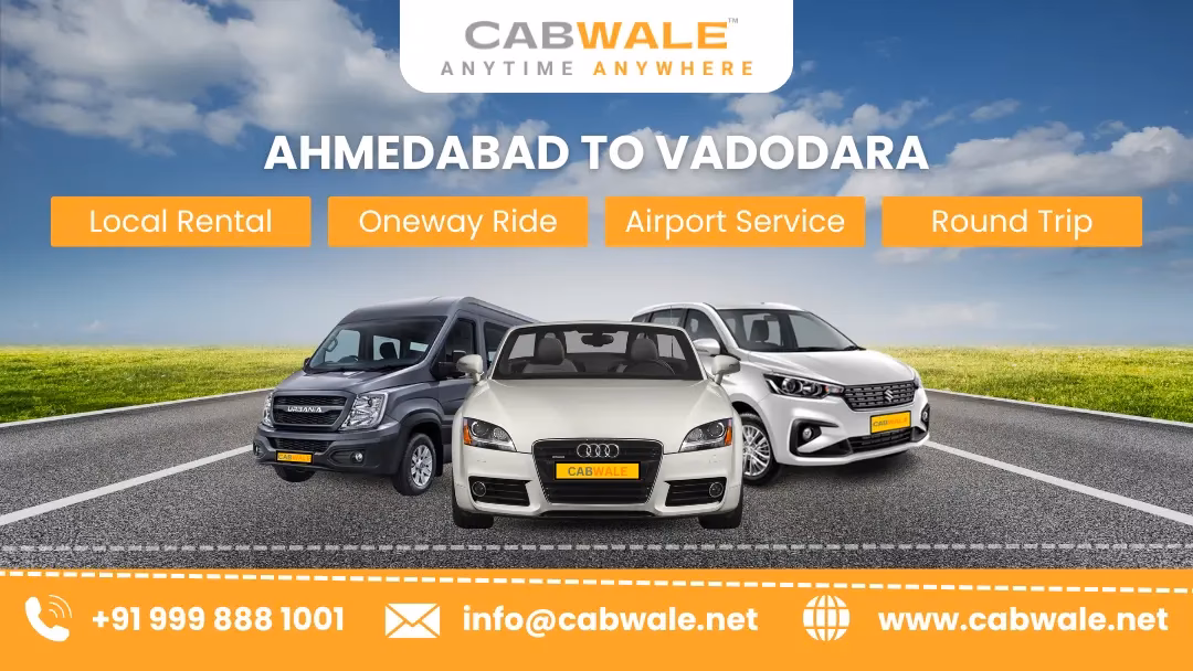 How to book NJOY cabs from Ahmedabad to Vadodara?
