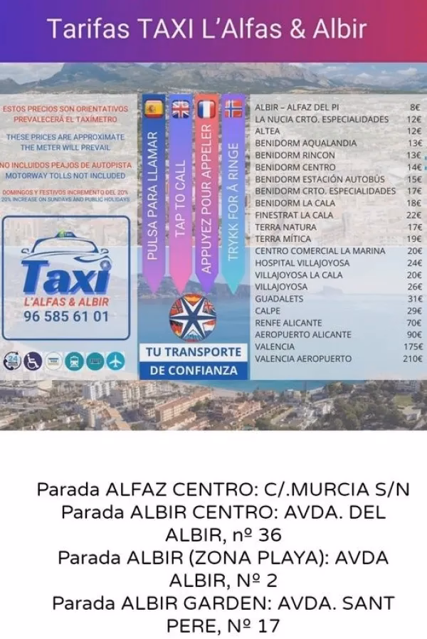 How do I stop a taxi in Albir?