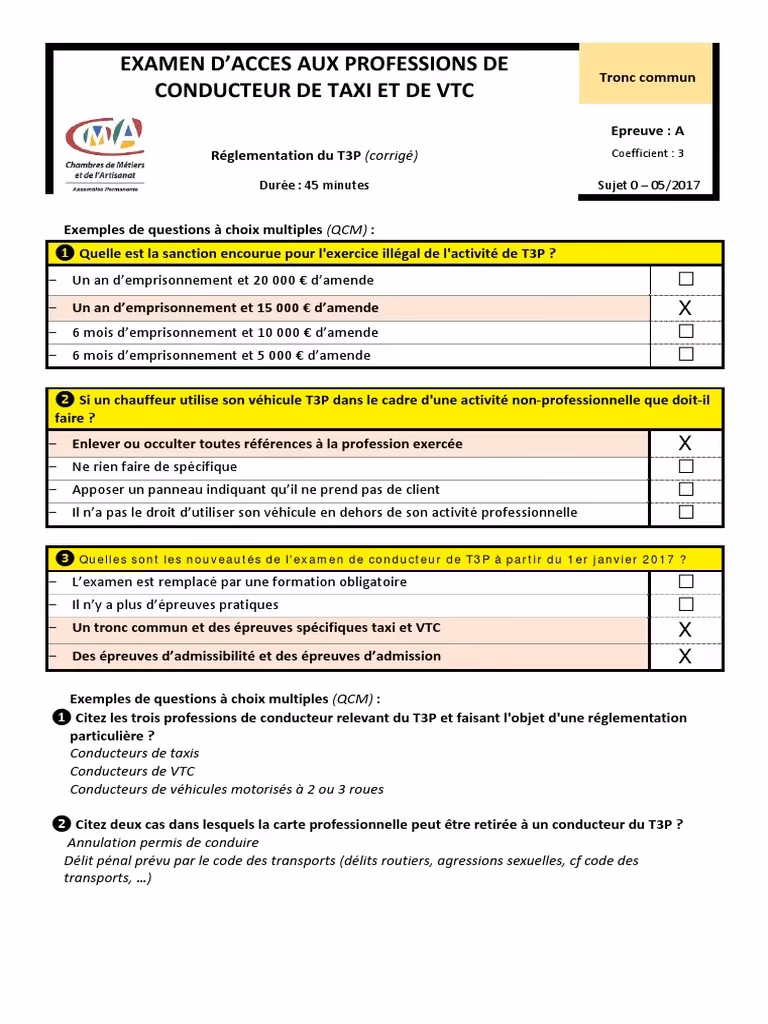 Comment trouver les Annales des examens taxi nouvelle formule ?