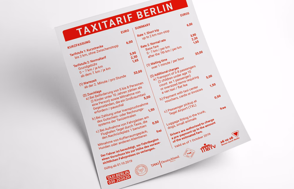 Wie finde ich den aktuellen Taxitarif?