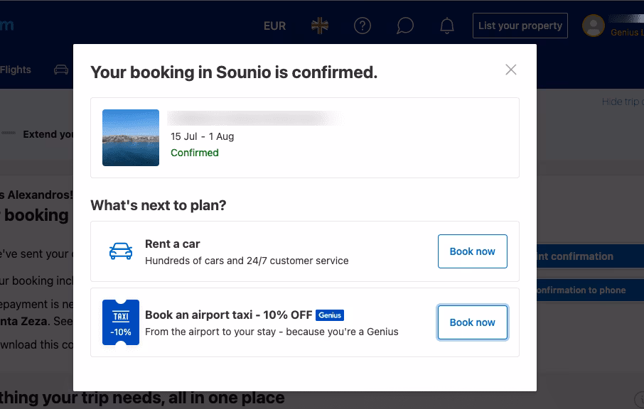 Does booking com offer free taxi transfer?