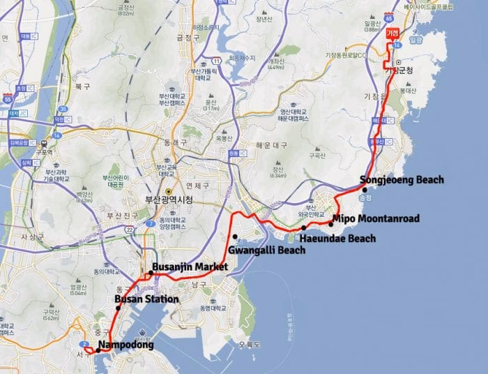 How far is Busan Station from Haeundae (Station)?