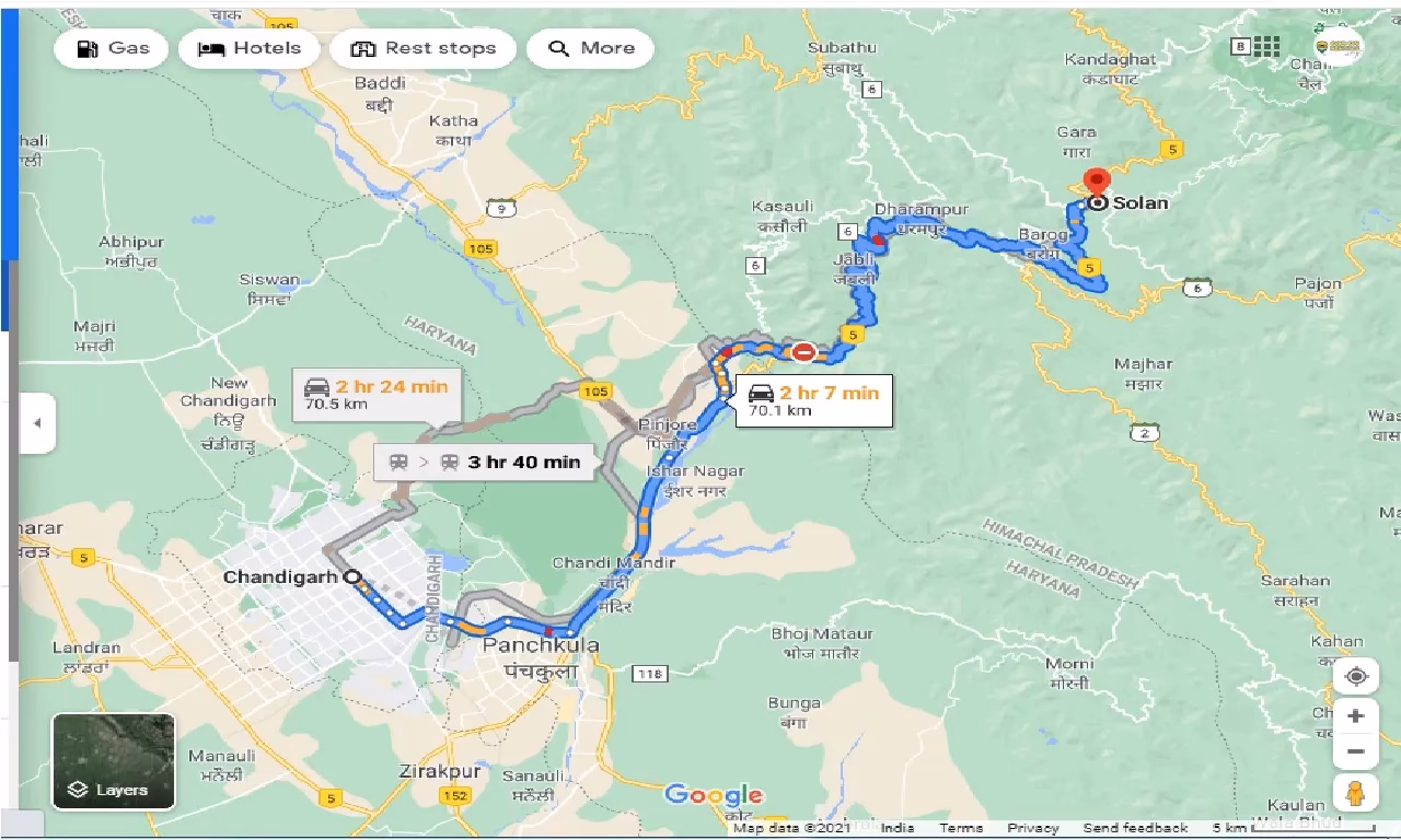 Is there a bus from Chandigarh Airport (IXC) to Solan?