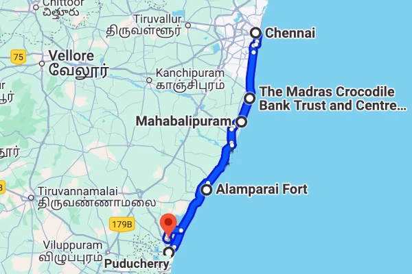 How far is Chennai from Puducherry?