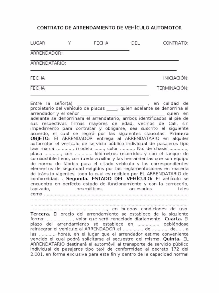 ¿Cómo elaborar un contrato de taxi?