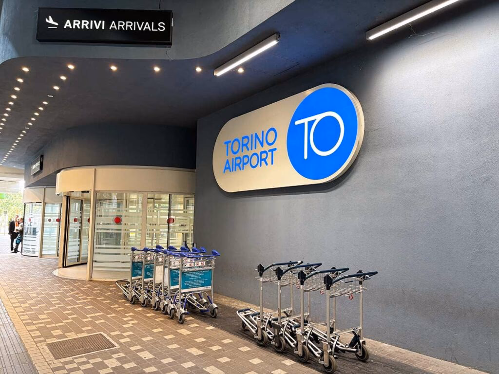 Where is the taxi rank at Turin Airport?