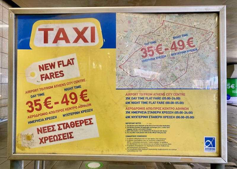How much does a taxi cost from Athens Airport?