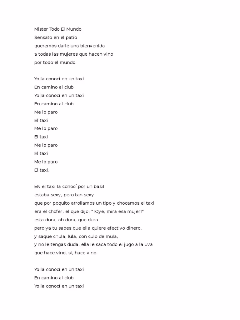 ¿Qué quiere decir la canción Taxi de Pitbull?