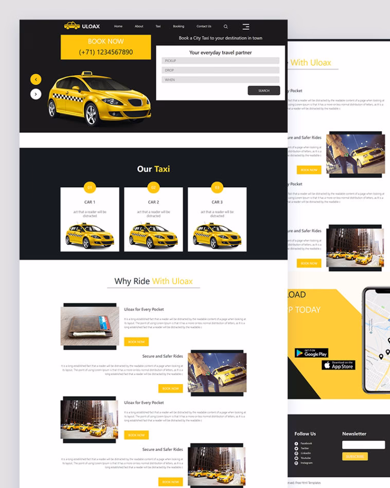 What is uloax – taxi booking HTML template?