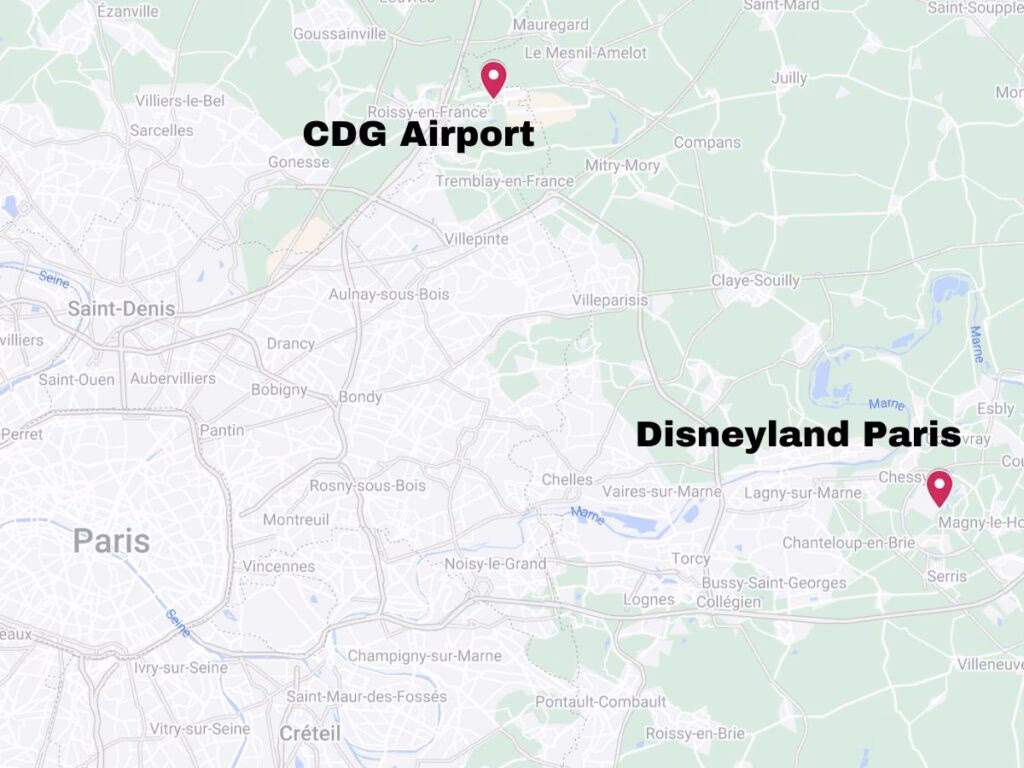 How far is Disneyland Paris from the center of Paris?
