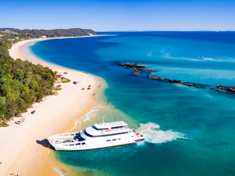 What companies run services between Fisherman's Island and Brisbane?