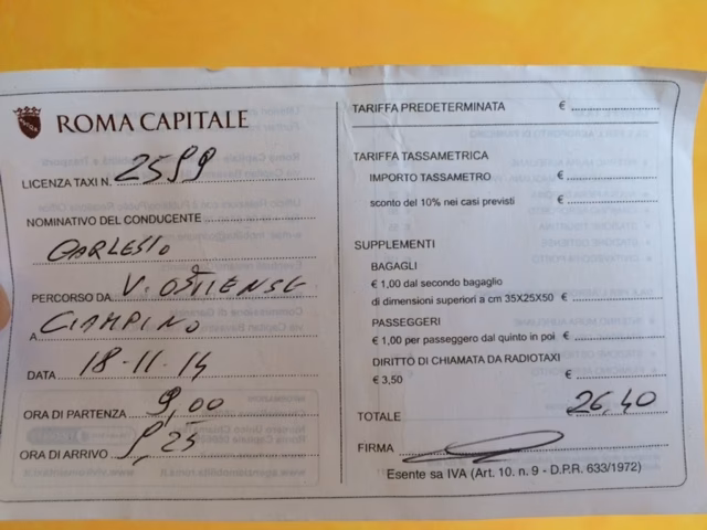 How much is a taxi in Rome?