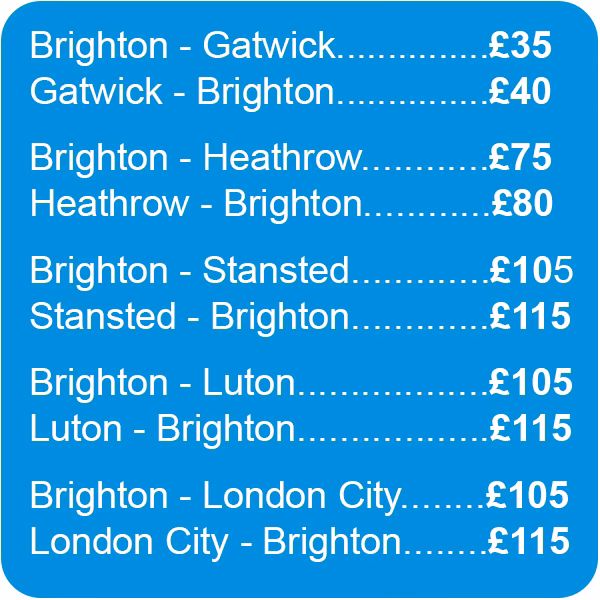 How much is a taxi from Brighton to Gatwick?