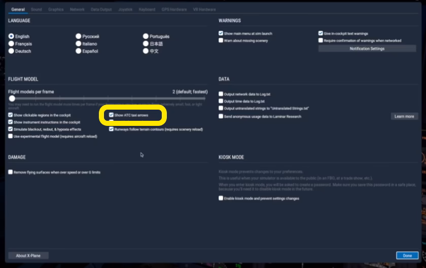 How do I turn off ATC arrows?
