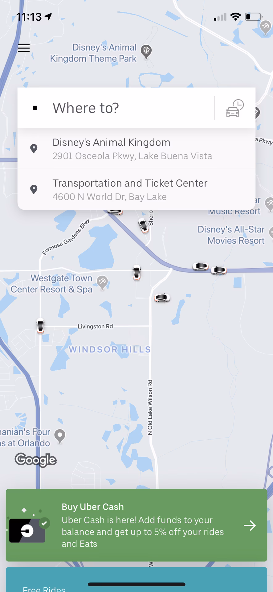 Where can I get Uber at Disney World?