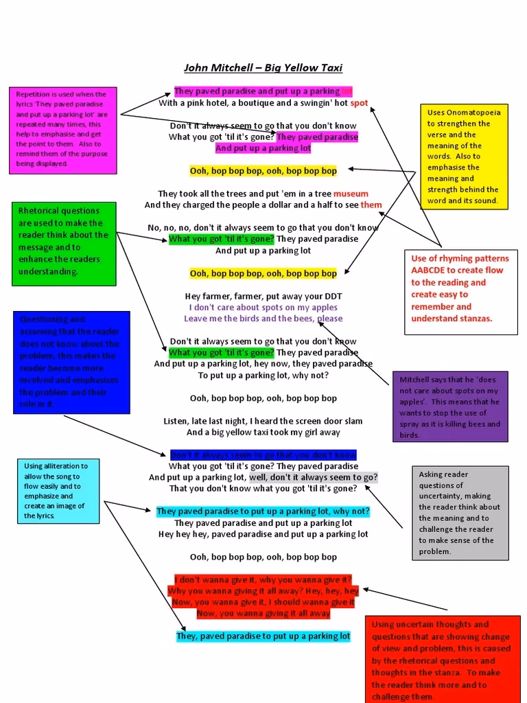 What is Big Yellow Taxi by Joni Mitchell about?