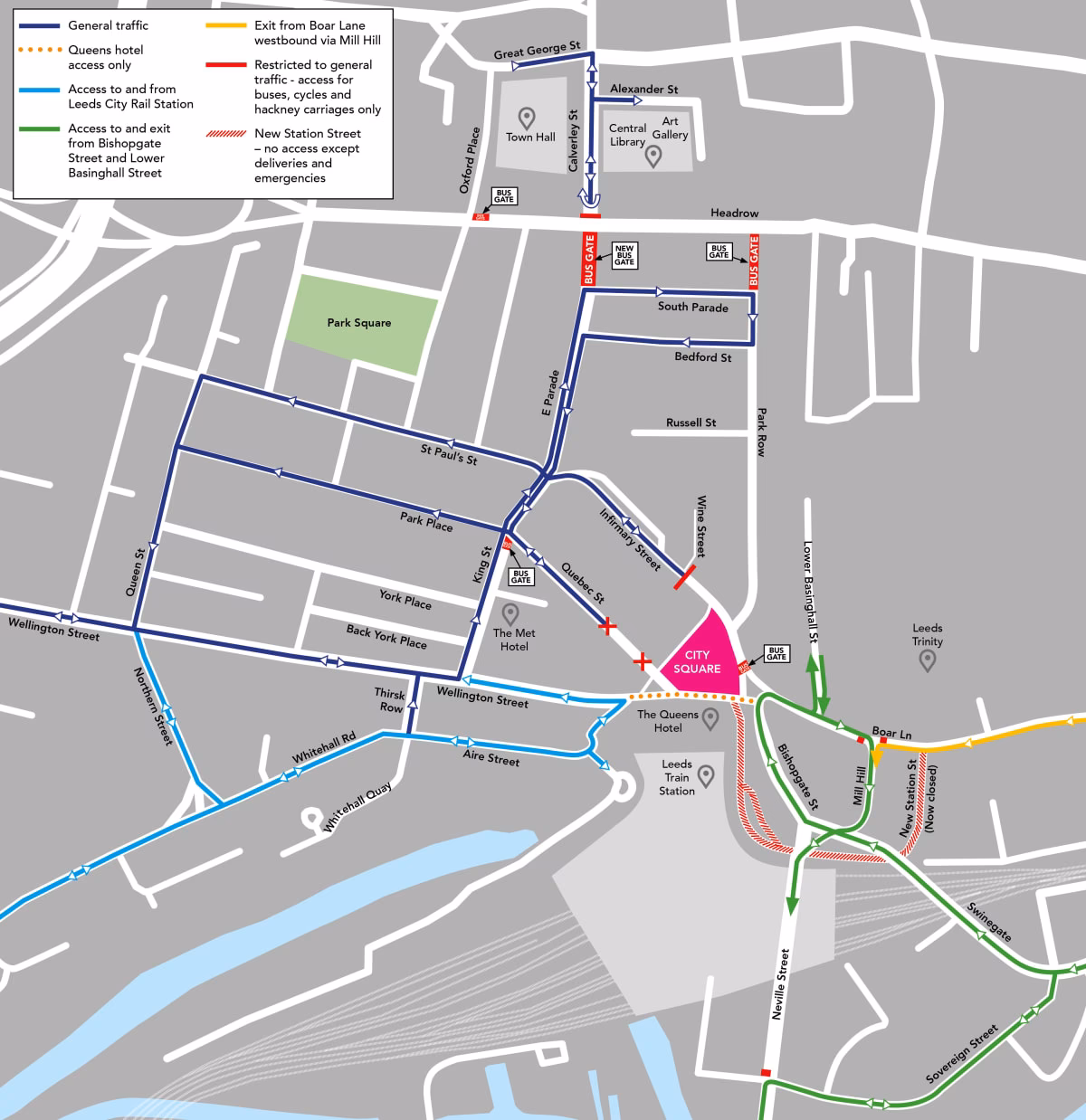 How many bus routes are there in Leeds city centre?