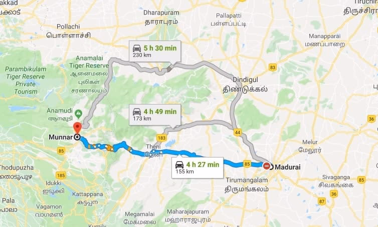 How to get from Madurai Airport to Munnar?