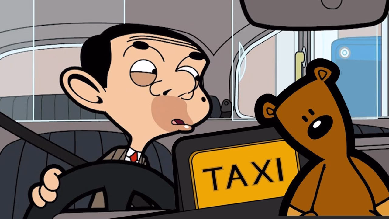 Does Mr Bean take a taxi to the hapless bumbler?