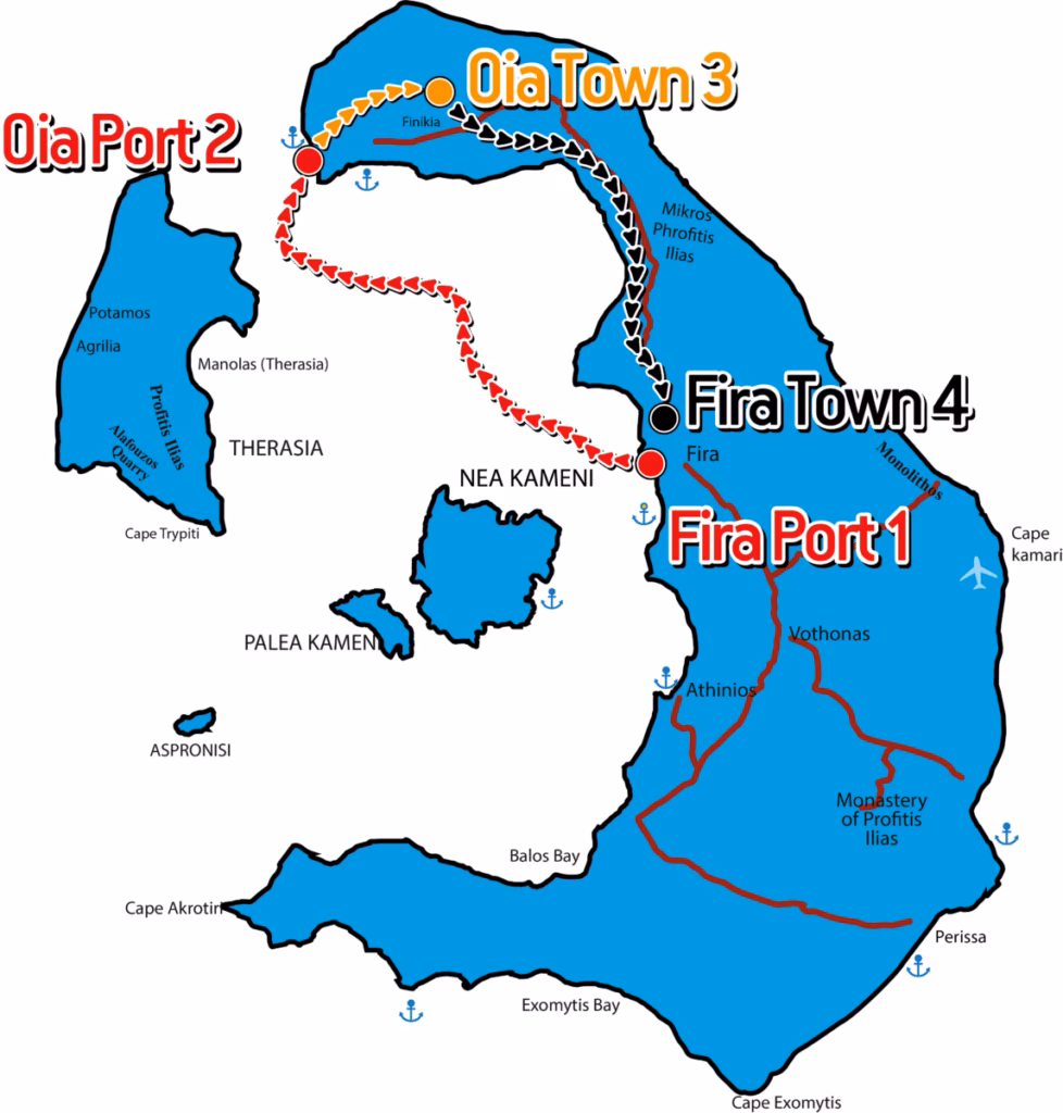What companies run services from Oia (station) to FIRA?