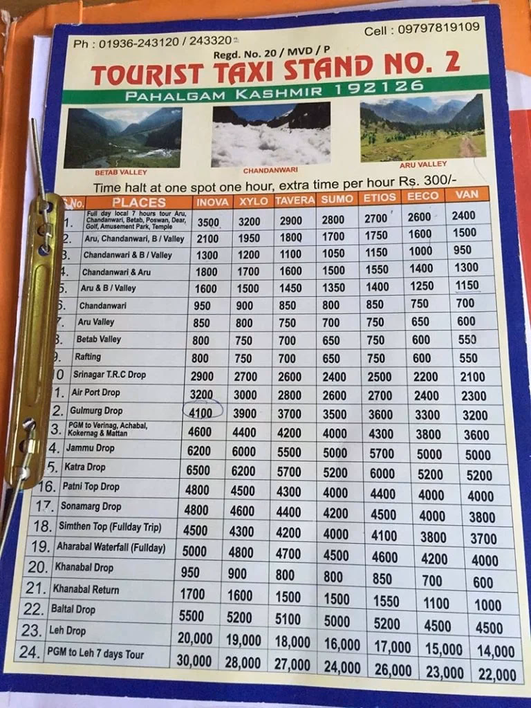 How long does it take to get from Gulmarg to Pahalgam?