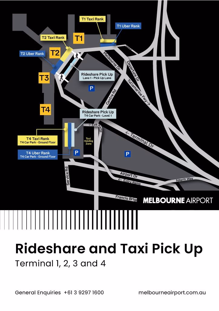 Can I use a taxi or Uber at Melbourne Airport?