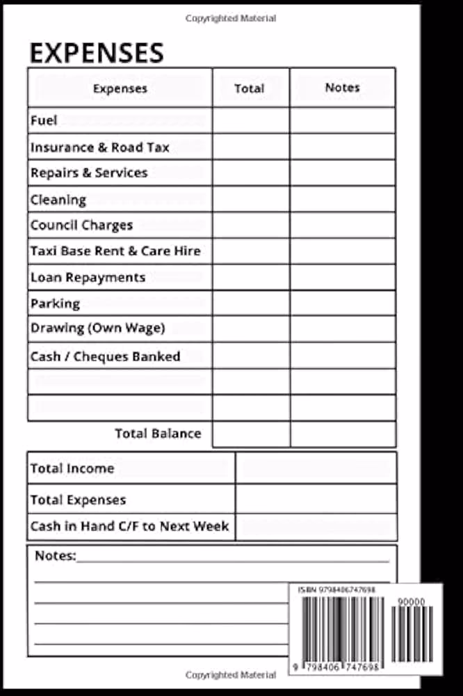 What expenses should a self-employed taxi driver keep?