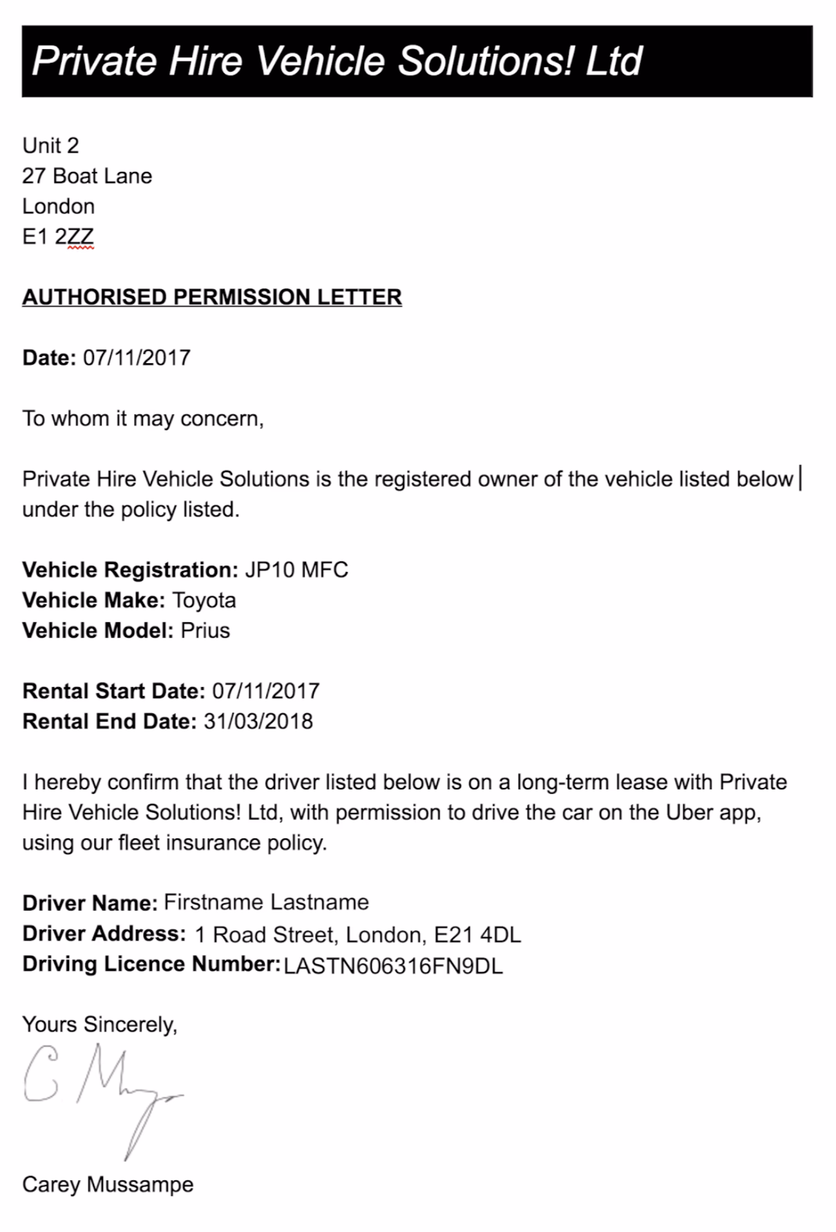 Can a partner be insured on a taxi?