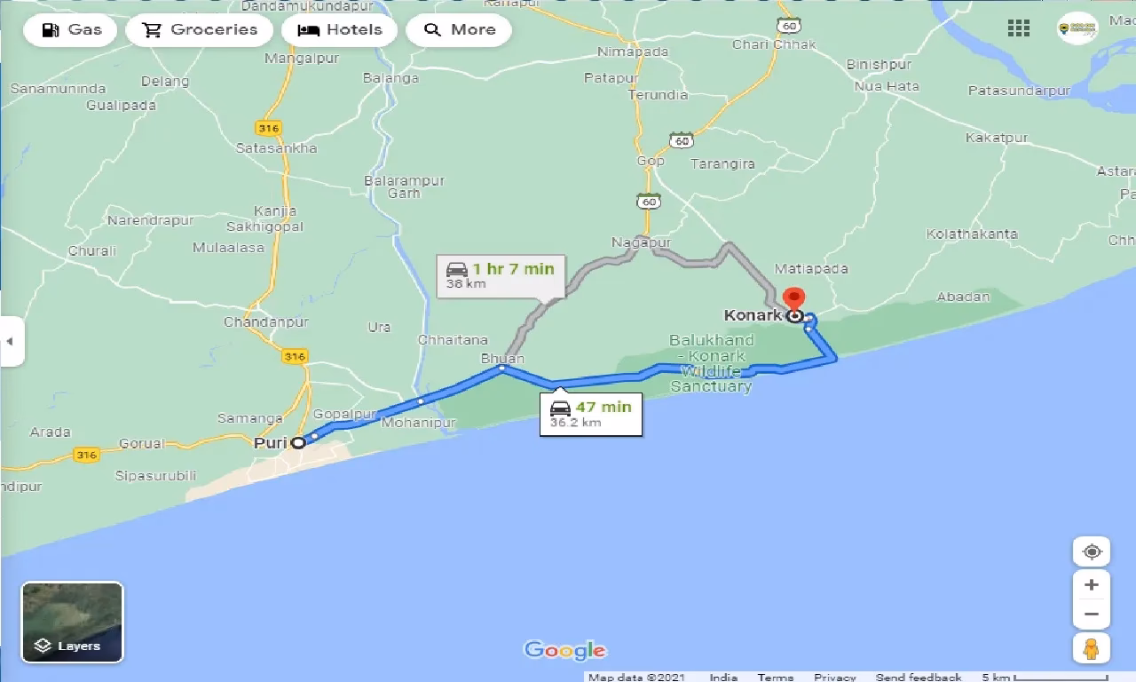 How to get from Puri to Konark Sun Temple?