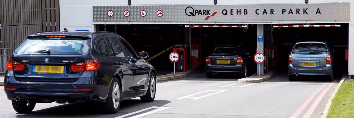 Which car parks are used in Queen Elizabeth Hospital Birmingham?