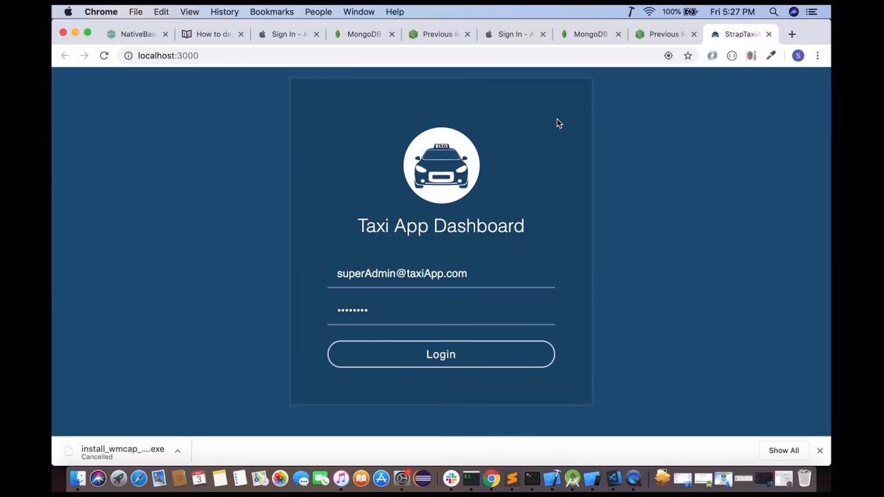 What is React Native taxi backend?