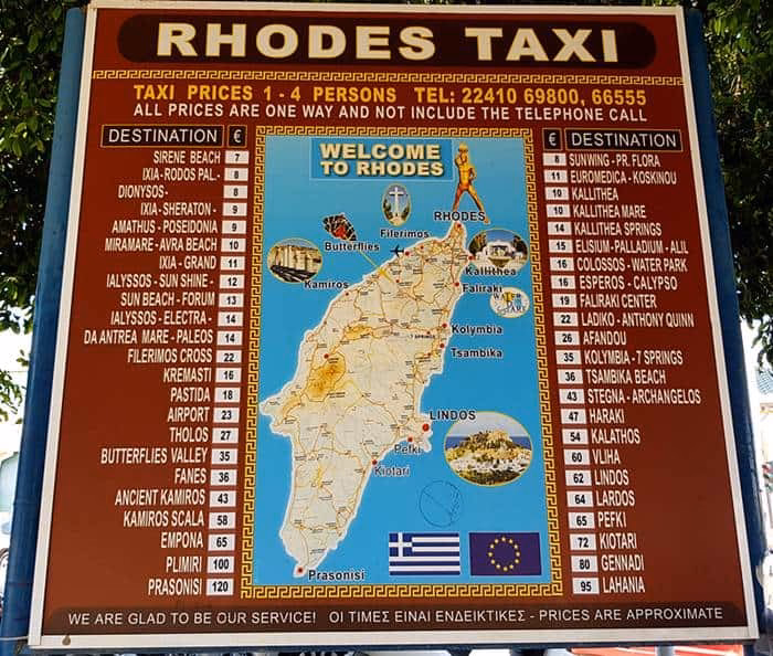 How much is a bus ticket from Rhodes Airport to city center?