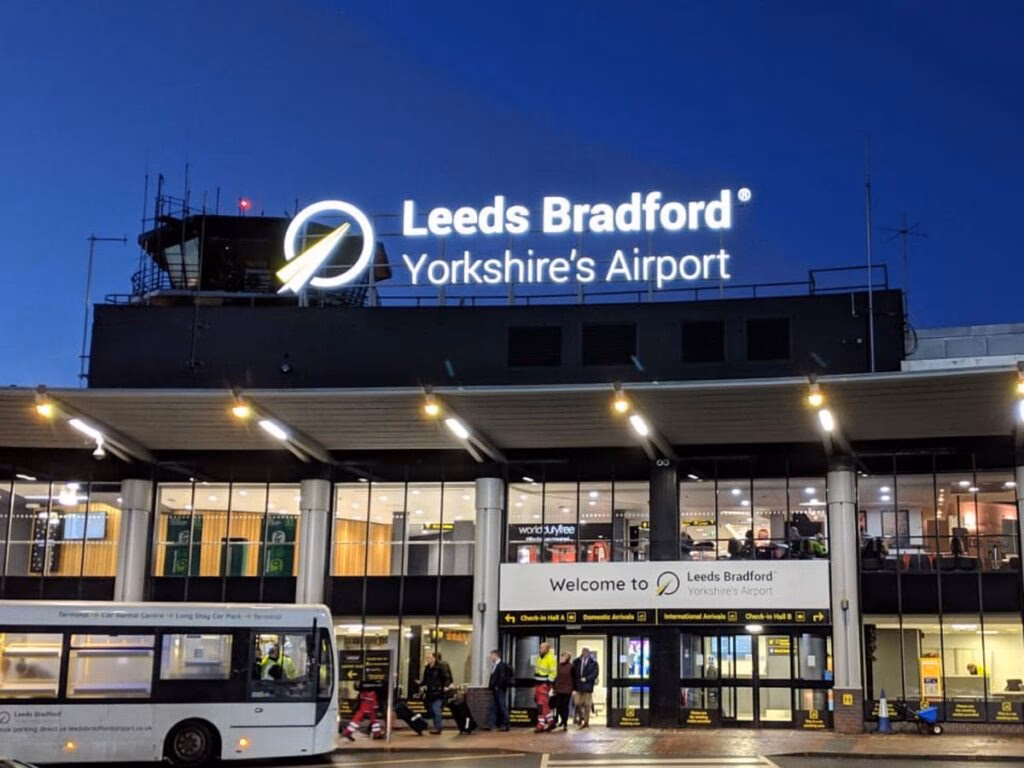 How far is Sheffield from Leeds Bradford Airport?