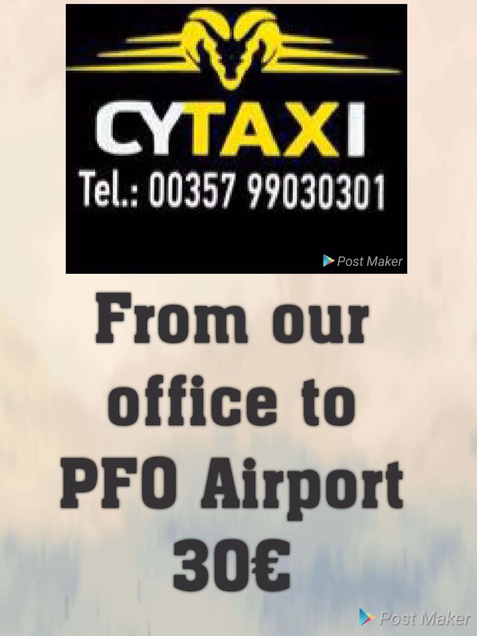 How far is Peyia from Paphos town?