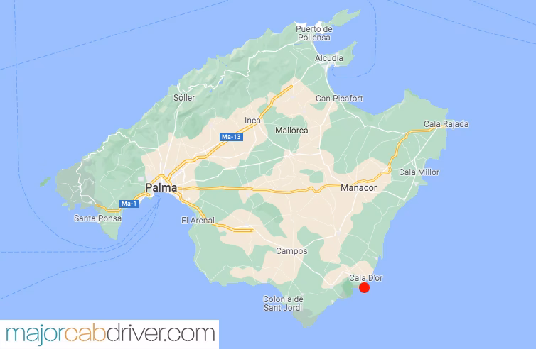 How much is a taxi from Palma Airport to Cala Dor?