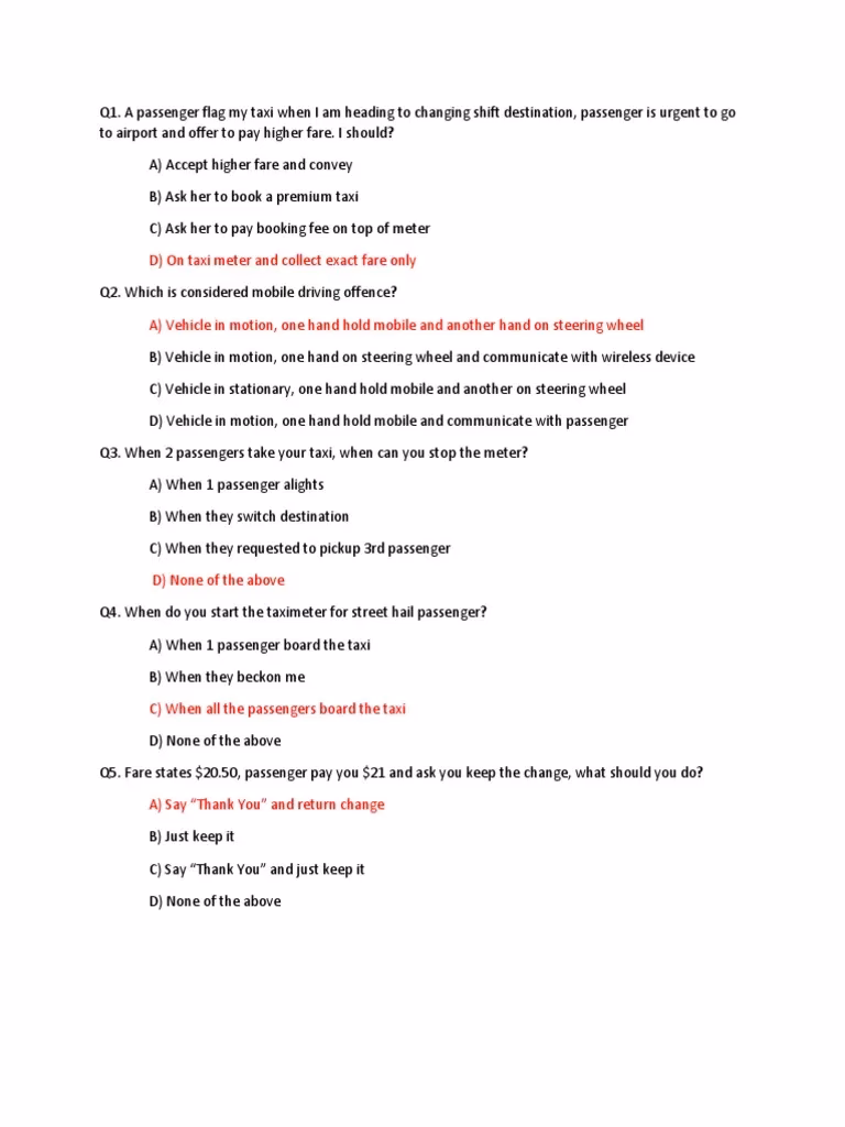 What is a taxi knowledge test?