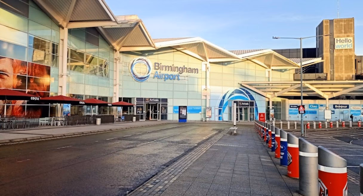 Where do bus services go from Birmingham Airport (BHX)?