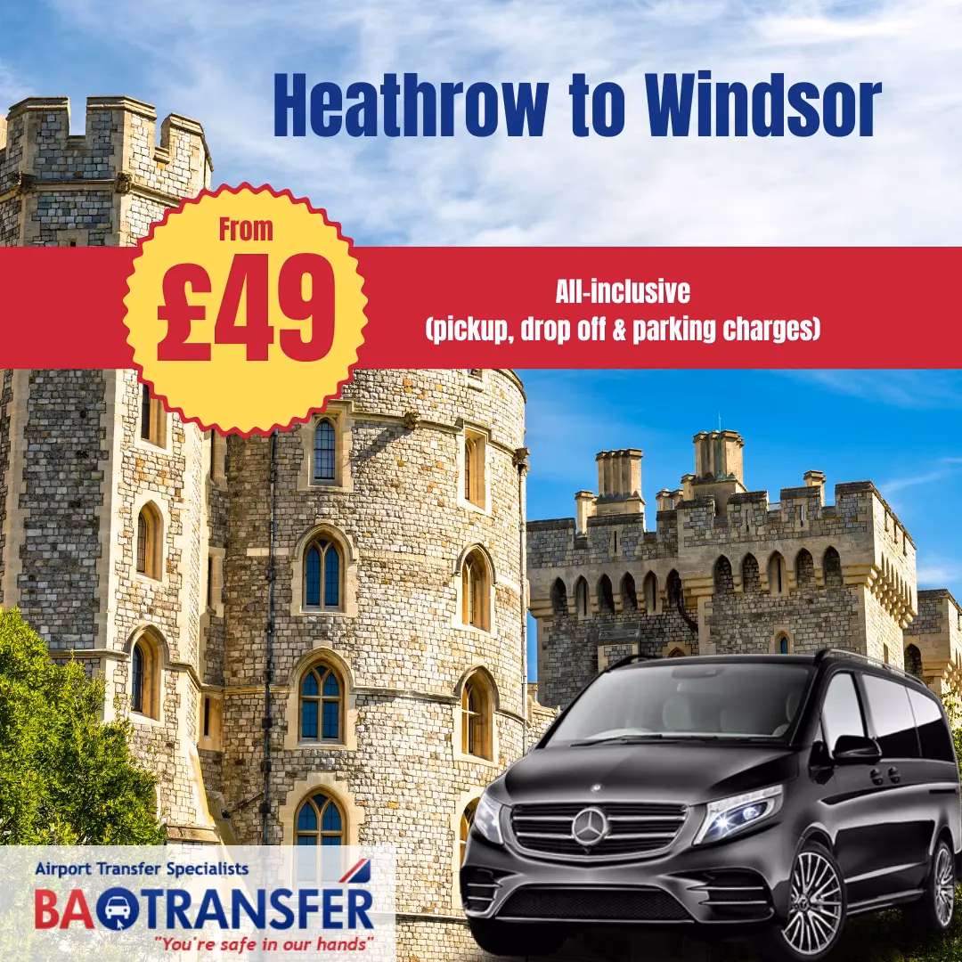 How far is London Heathrow Airport (LHR) from Windsor?