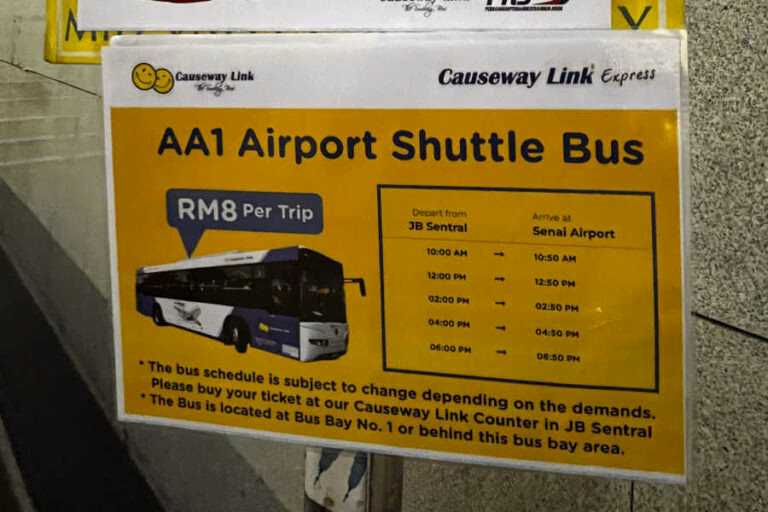 Is there a bus from Senai Airport to Johor Bahru Sentral?