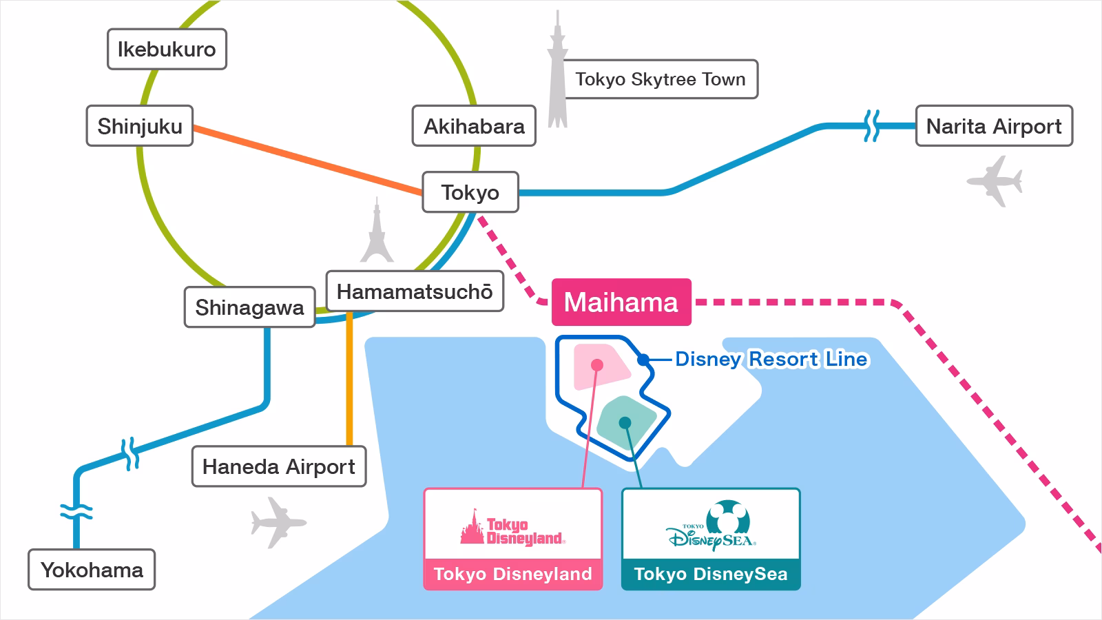 How to get from Shibuya to Disney Land?