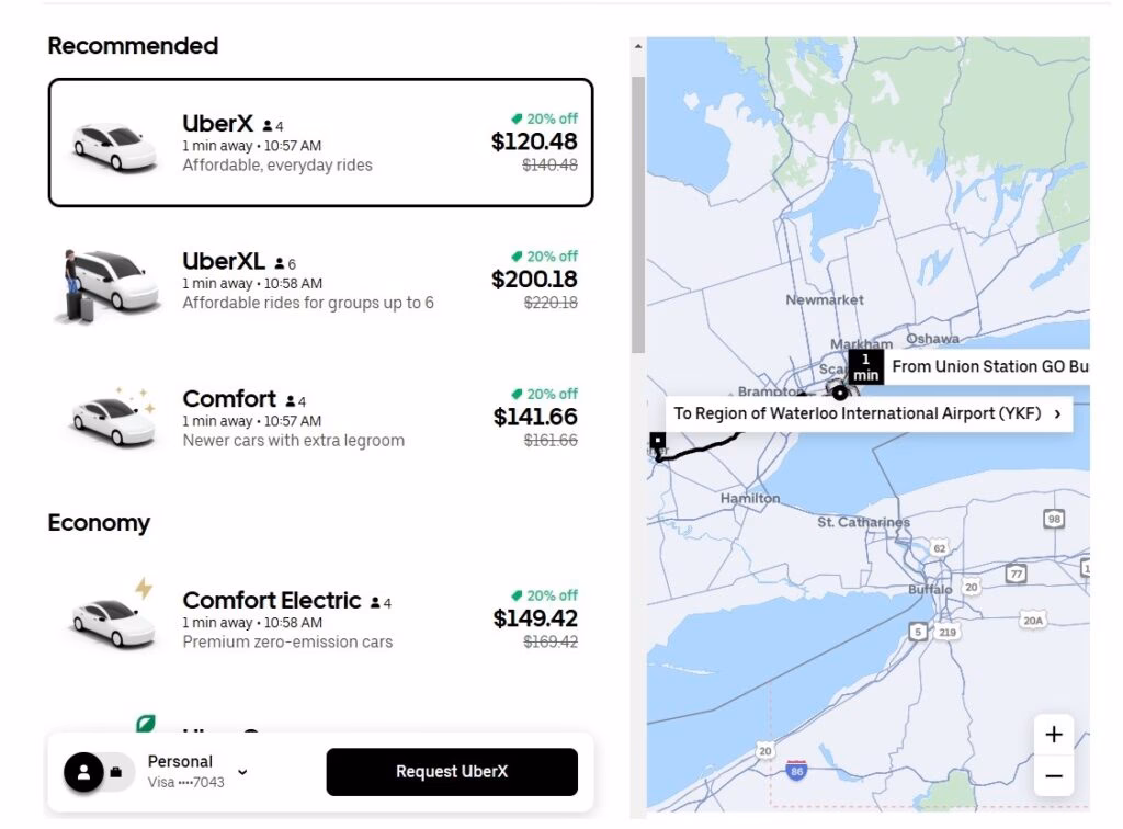 Does YKF offer a taxi service in Waterloo?