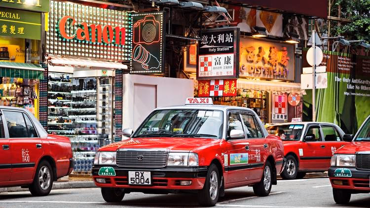 Where can I hire a taxi in Hong Kong?