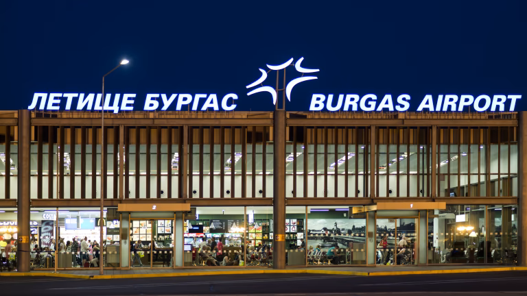 What companies run services between Burgas Airport (BOJ) and Bulgaria?