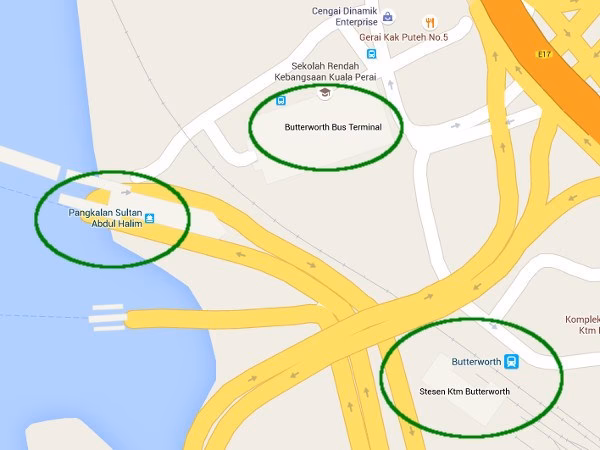 How to get from Butterworth station to George Town?