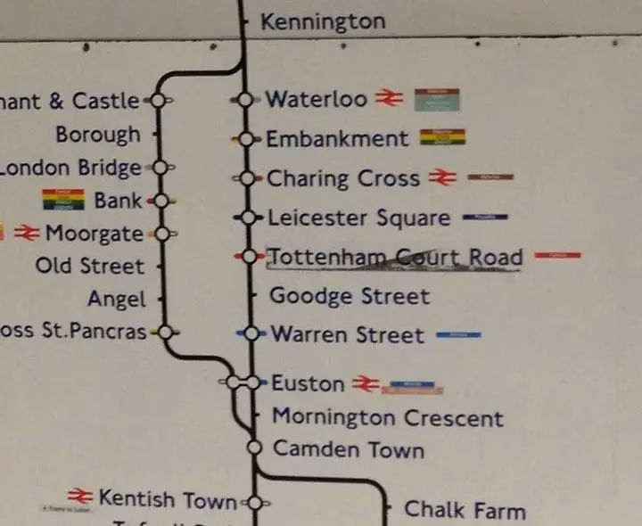 How many subways run from Charing Cross to Goodge Street?