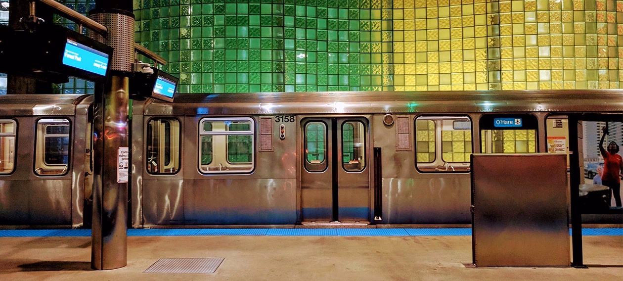 Is there a train from O'Hare to Clinton-blue?