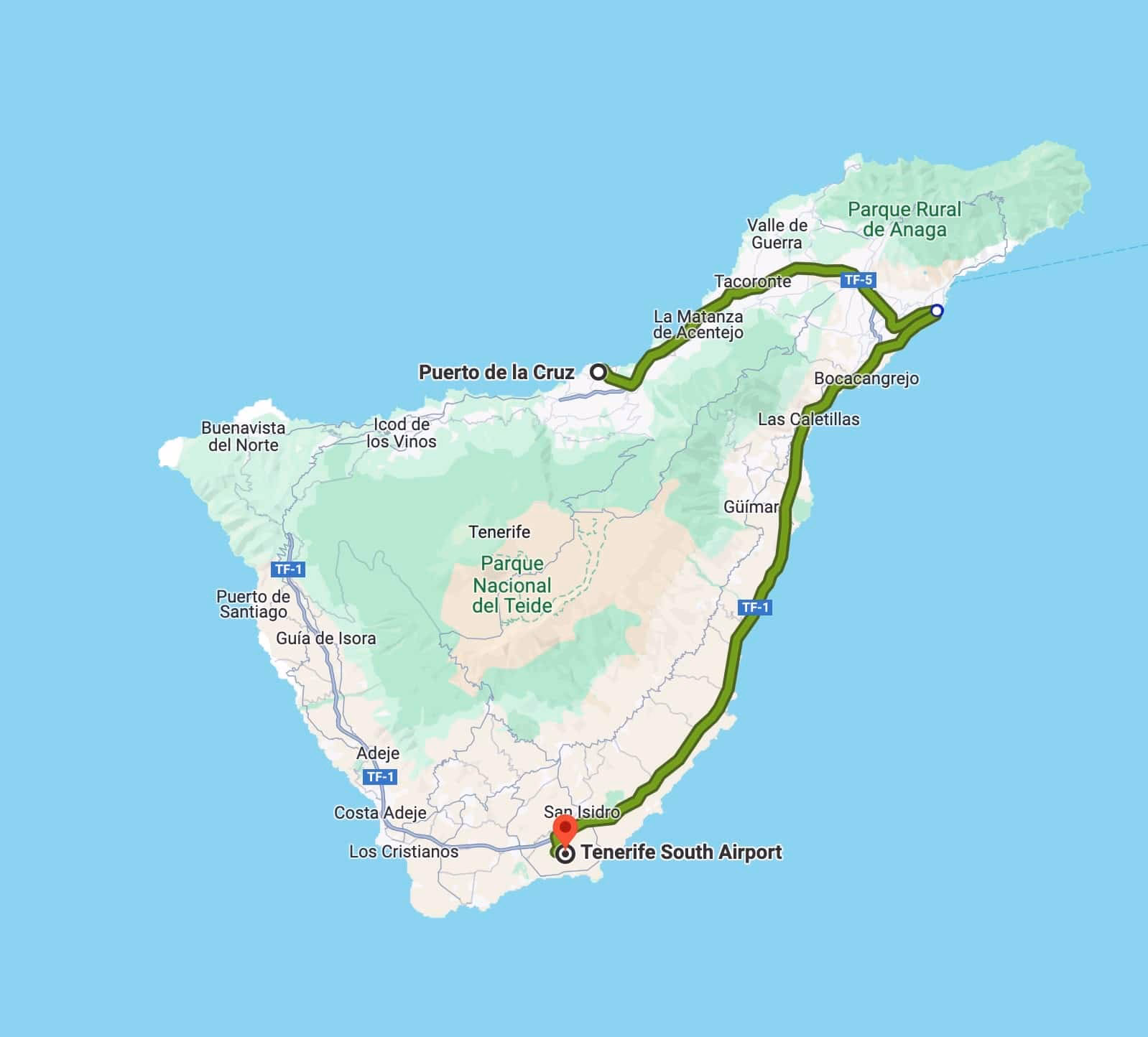 Is there a bus from Aeropuerto Tenerife Sur to El Risco?