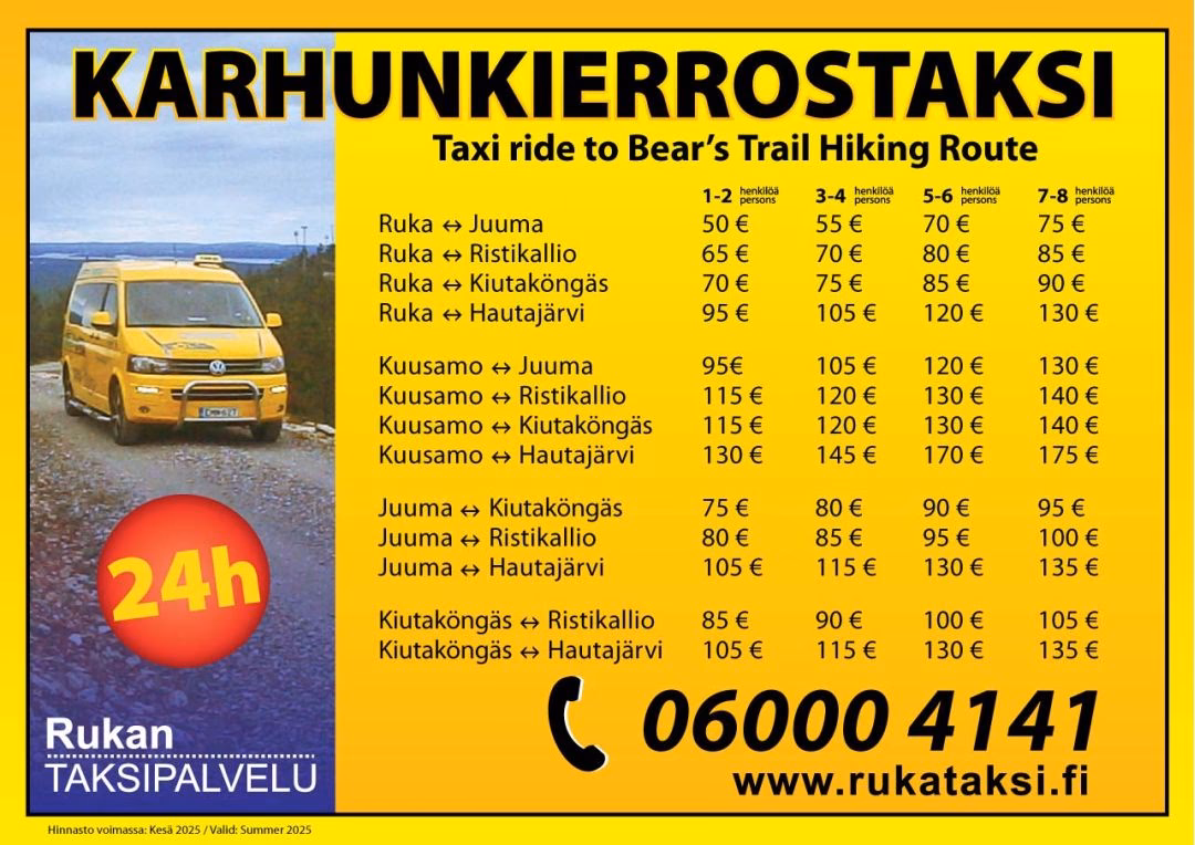 How much is a taxi from Kuusamo Airport to Ruka?