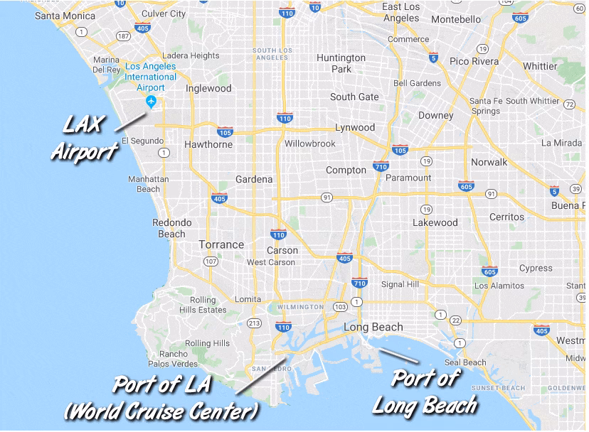 How do you get to cruise ports in Los Angeles & Long Beach?